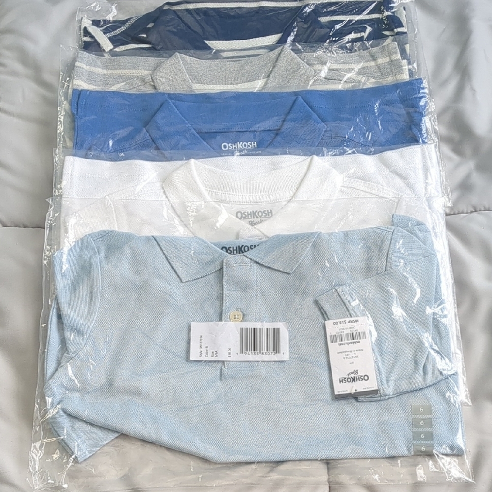 OshKosh Boys' Polo Shirt Set - Blue, White, Gray